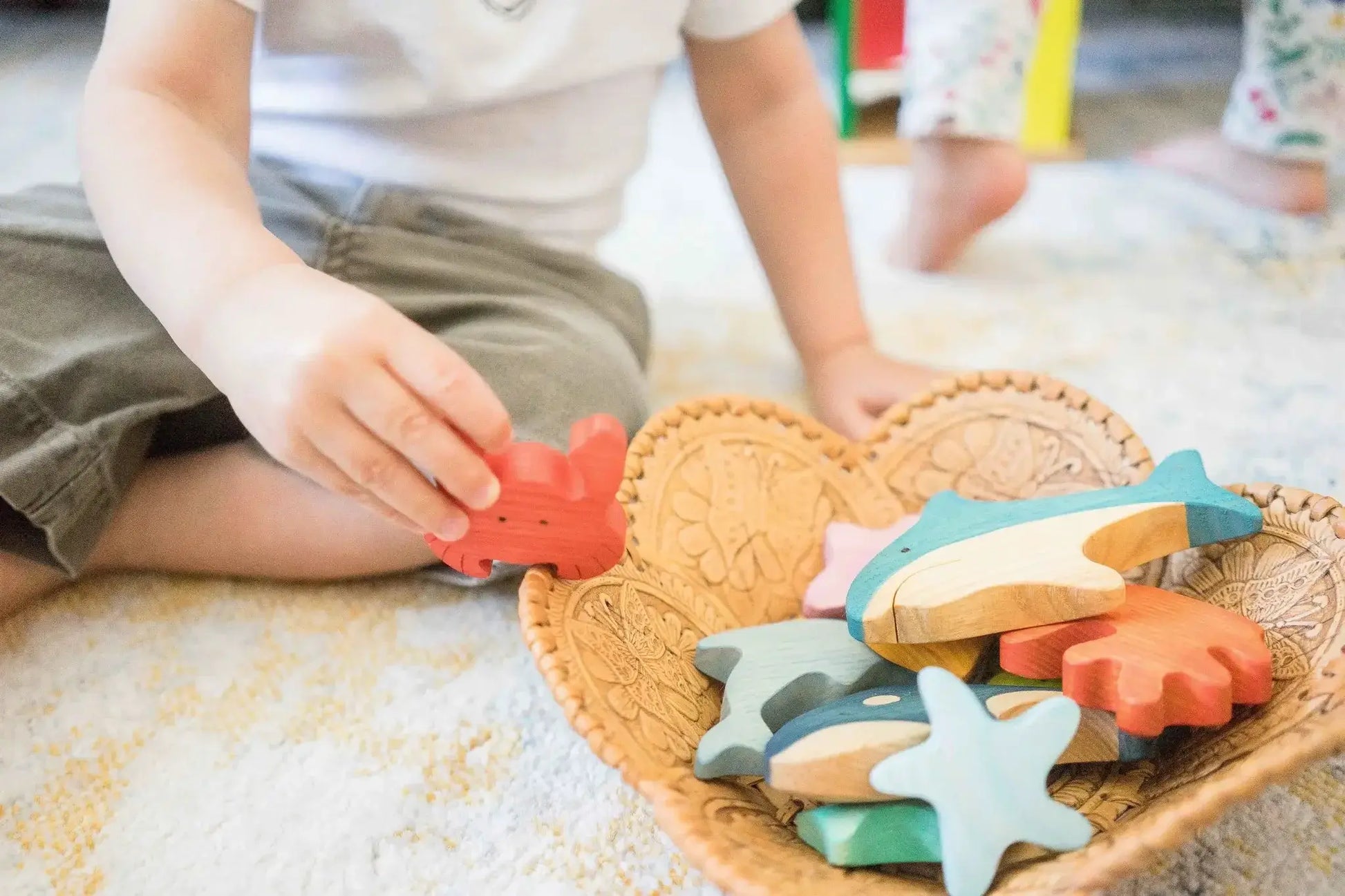 Waldorf Wooden Sea Creatures Set 10 Colorful Pieces For Kids - ToylandEU