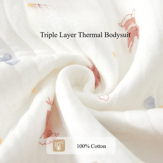 Warm 100 Percent Cotton Baby Jumpsuit With Bear Print Unisex 0 To 12M - ToylandEU