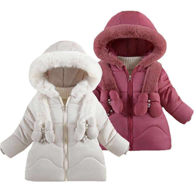 Warm Baby Girls Jacket Hooded Butterfly Print For 1 4 Years - ToylandEU