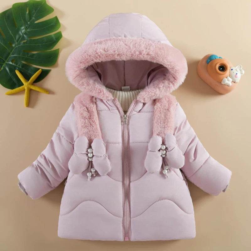 Warm Baby Girls Jacket Hooded Butterfly Print For 1 4 Years - ToylandEU