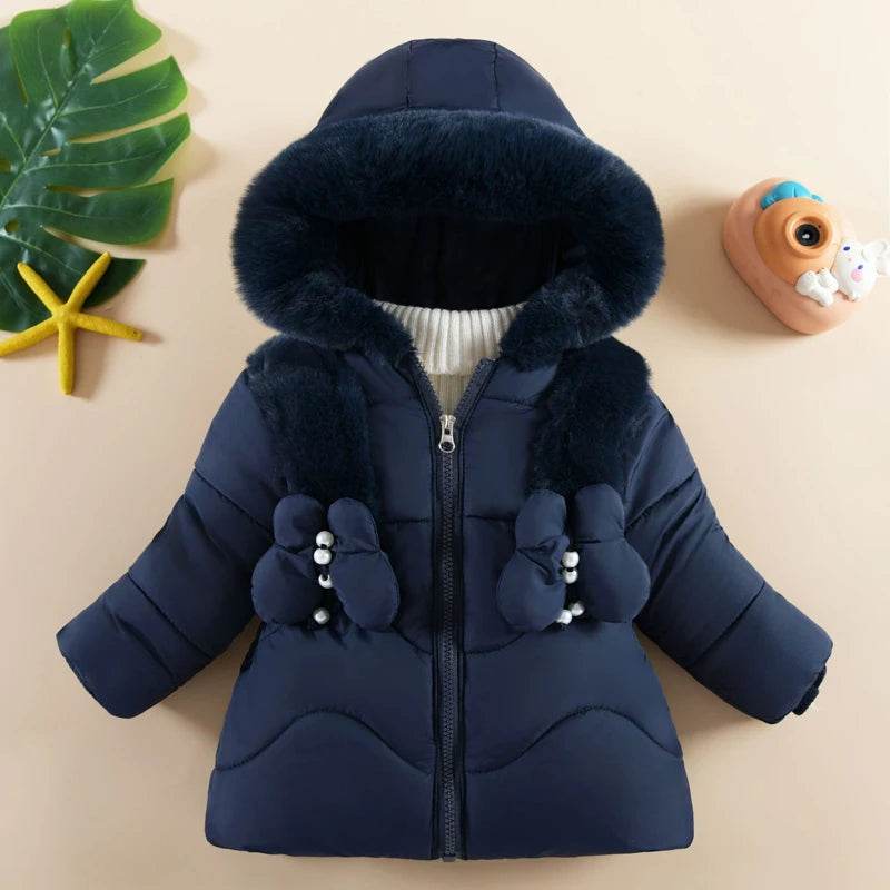 Warm Baby Girls Jacket Hooded Butterfly Print For 1 4 Years - ToylandEU
