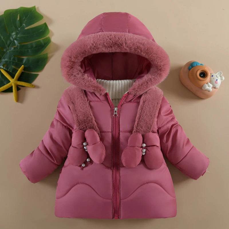 Warm Baby Girls Jacket Hooded Butterfly Print For 1 4 Years - ToylandEU