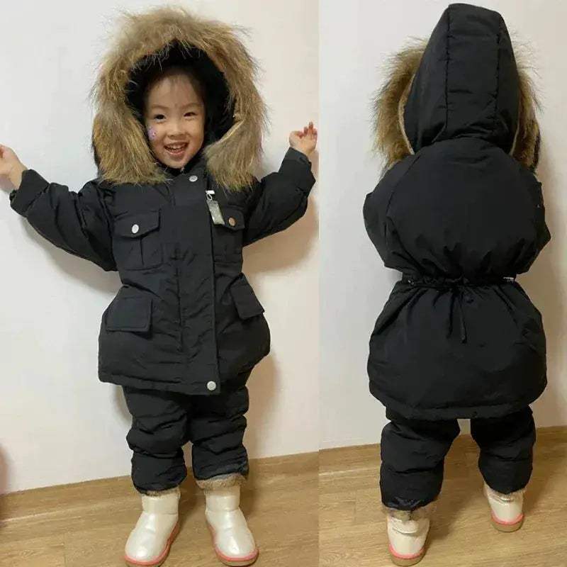  Warm Baby Winter Down Jacket Snowsuit Real Fur Collar -  ToylandEU™