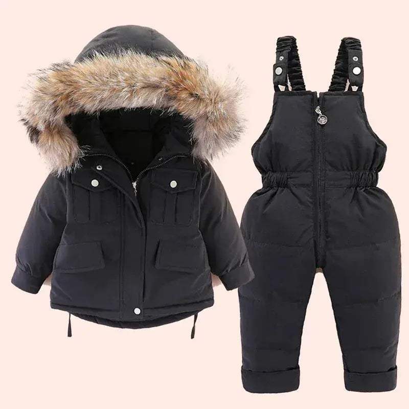  Warm Baby Winter Down Jacket Snowsuit Real Fur Collar -  ToylandEU™