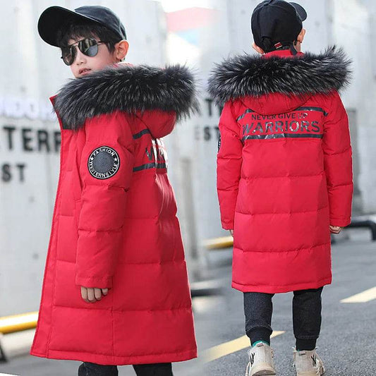 Warm Down Jacket Hooded Waterproof Letter Sticker Boys - ToylandEU