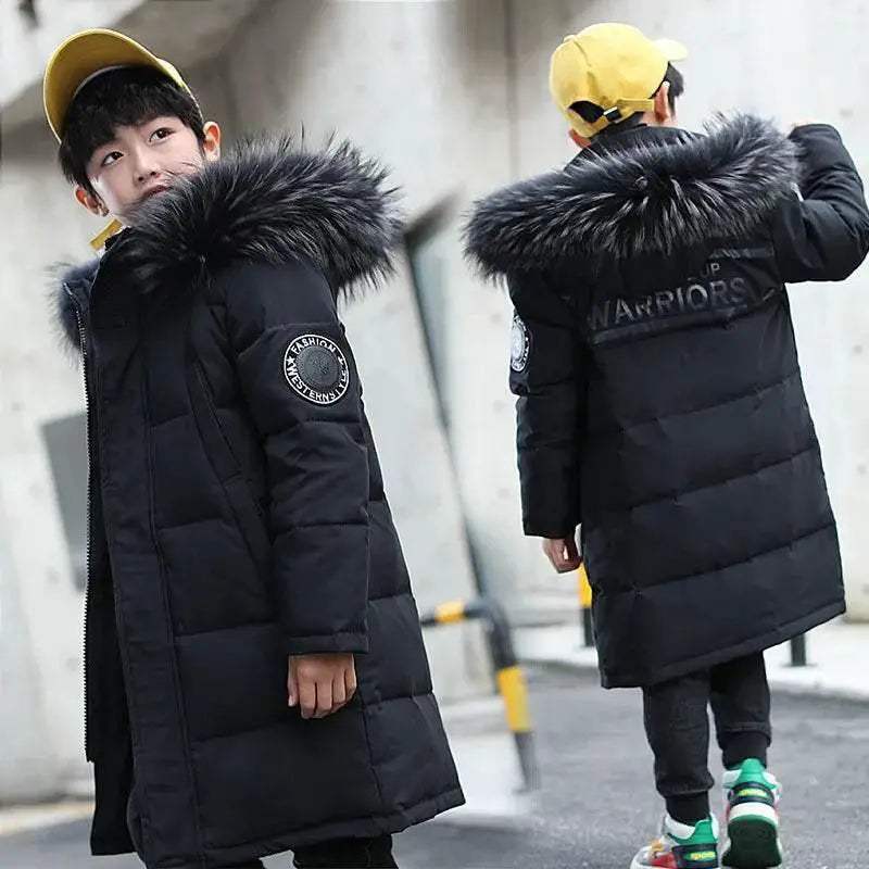 Warm Down Jacket Hooded Waterproof Letter Sticker Boys - ToylandEU