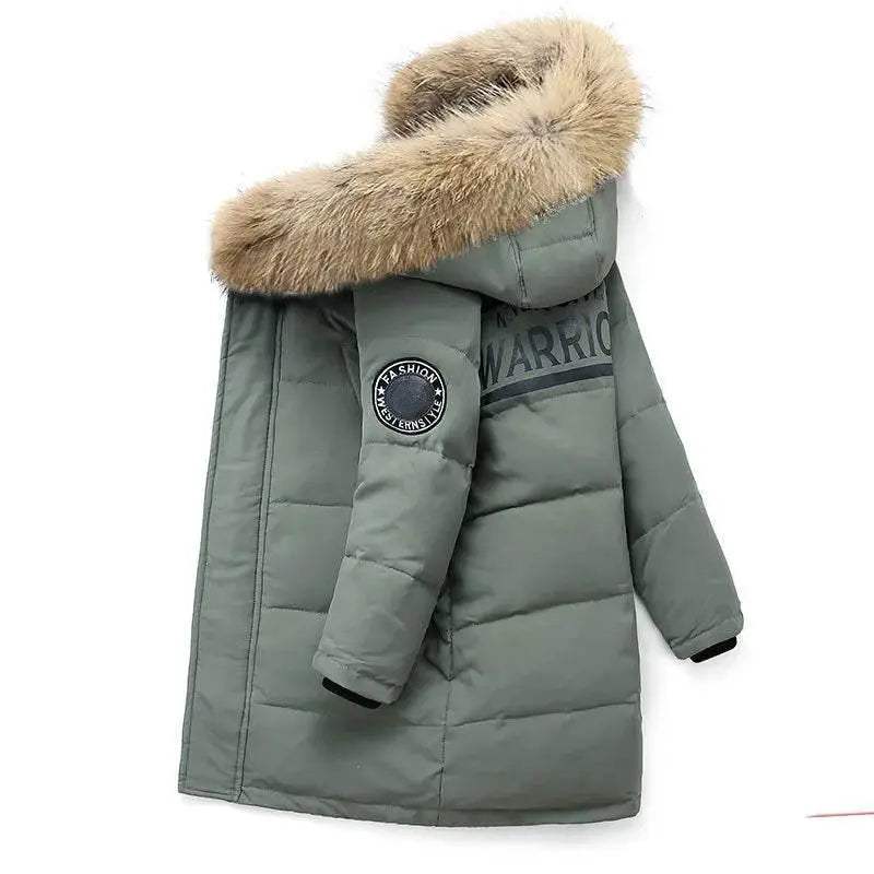 Warm Down Jacket Hooded Waterproof Letter Sticker Boys - ToylandEU