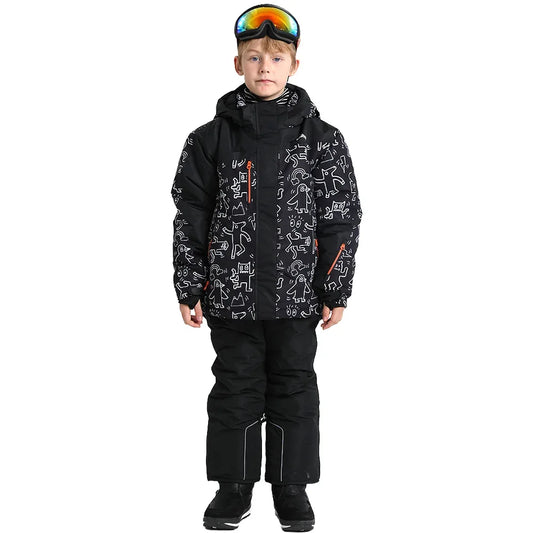 Warm Hooded Windproof Kids Ski Suit For Winter Snowboarding - ToylandEU