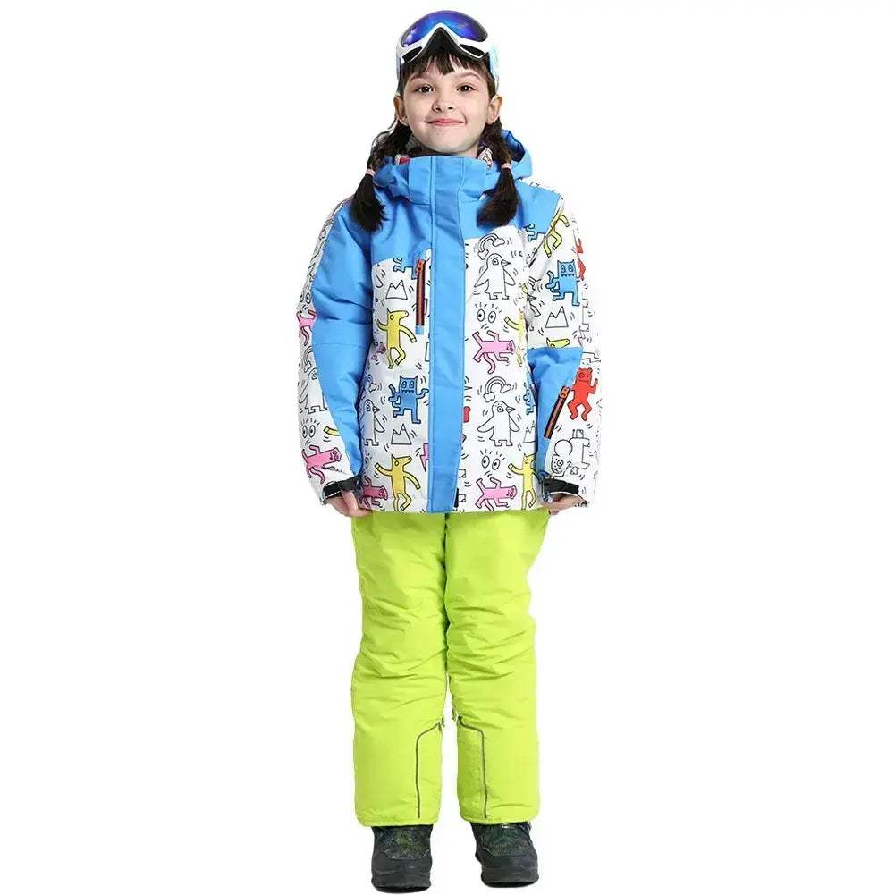 Warm Hooded Windproof Kids Ski Suit For Winter Snowboarding - ToylandEU