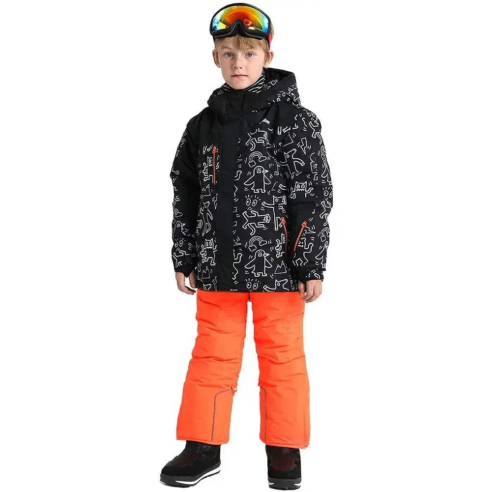Warm Hooded Windproof Kids Ski Suit For Winter Snowboarding - ToylandEU