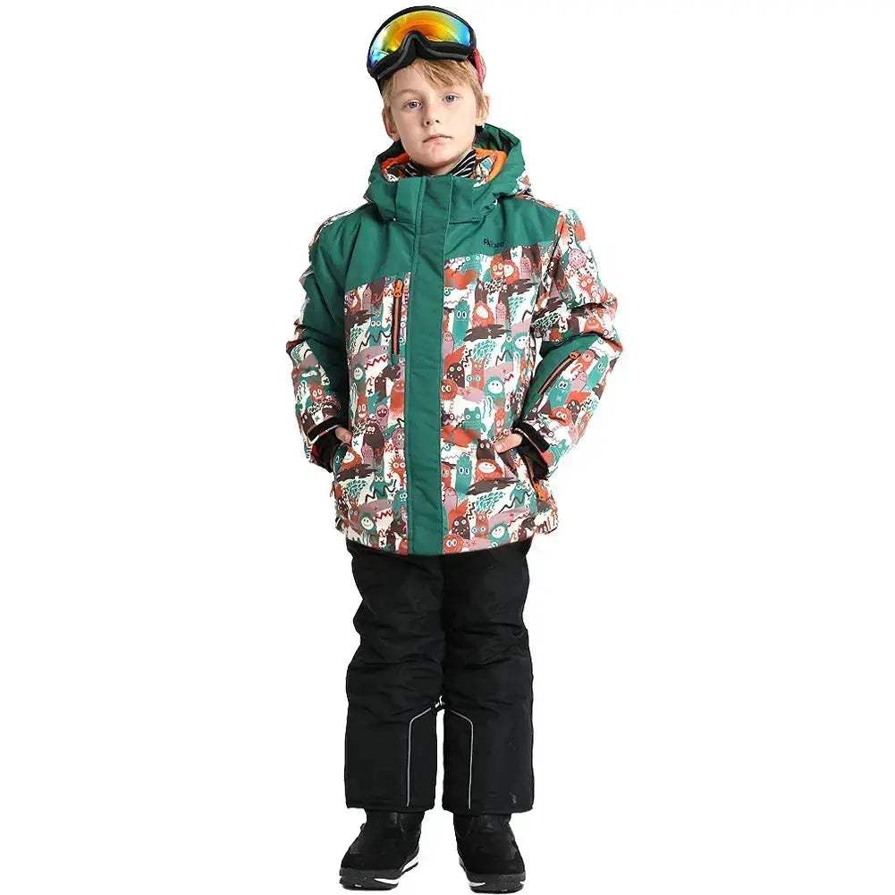 Warm Hooded Windproof Kids Ski Suit For Winter Snowboarding - ToylandEU