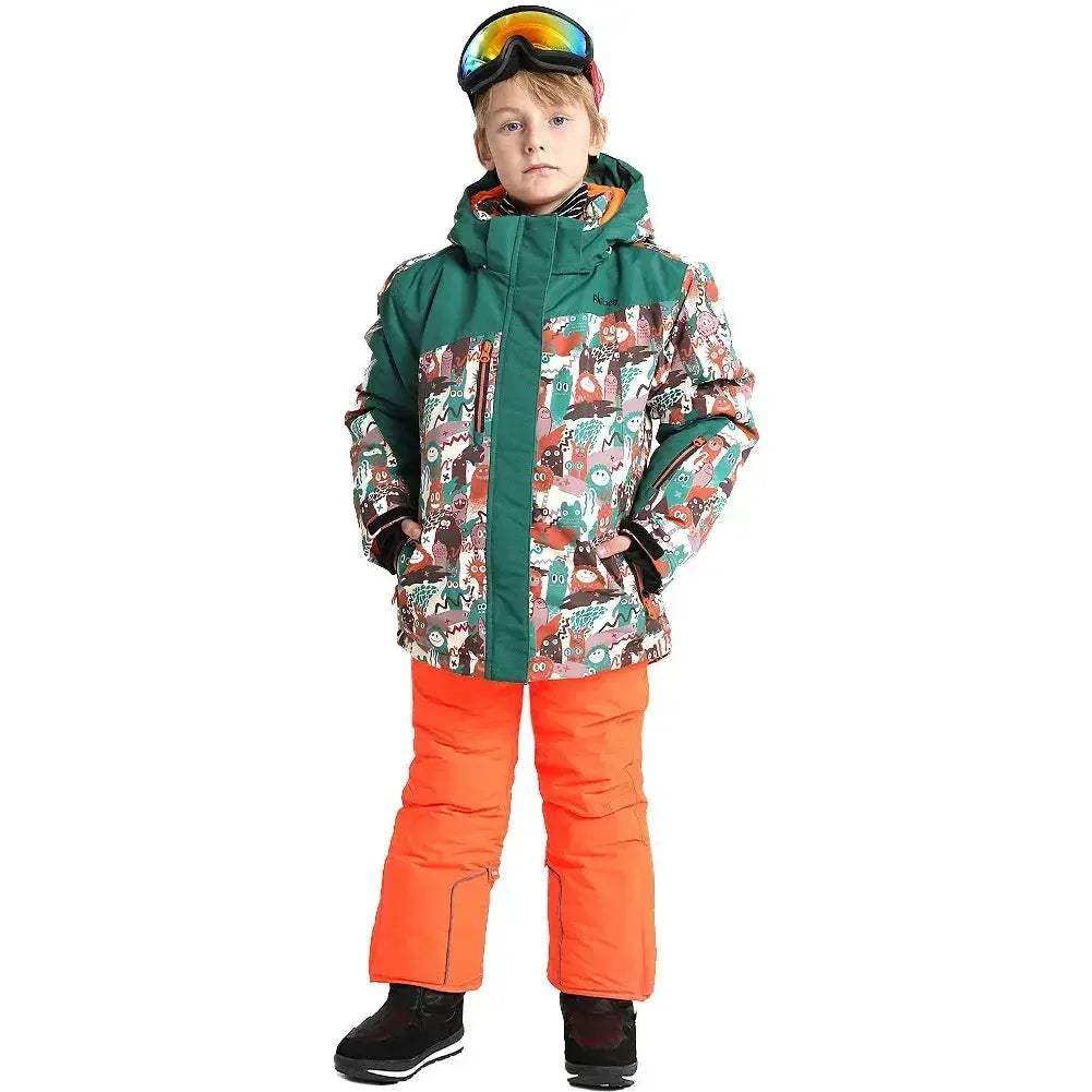 Warm Hooded Windproof Kids Ski Suit For Winter Snowboarding - ToylandEU