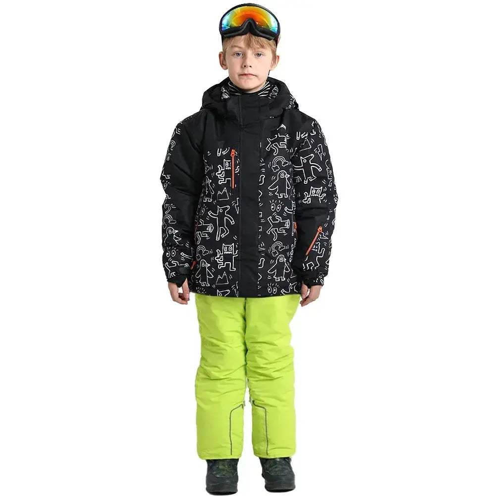 Warm Hooded Windproof Kids Ski Suit For Winter Snowboarding - ToylandEU