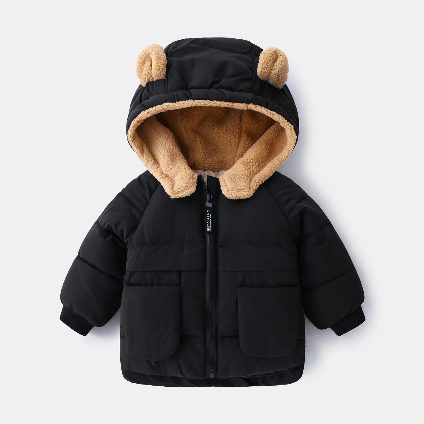Warm Kids Parka With Cartoon Bear Ears Hood For Ages 3 To 6 - ToylandEU