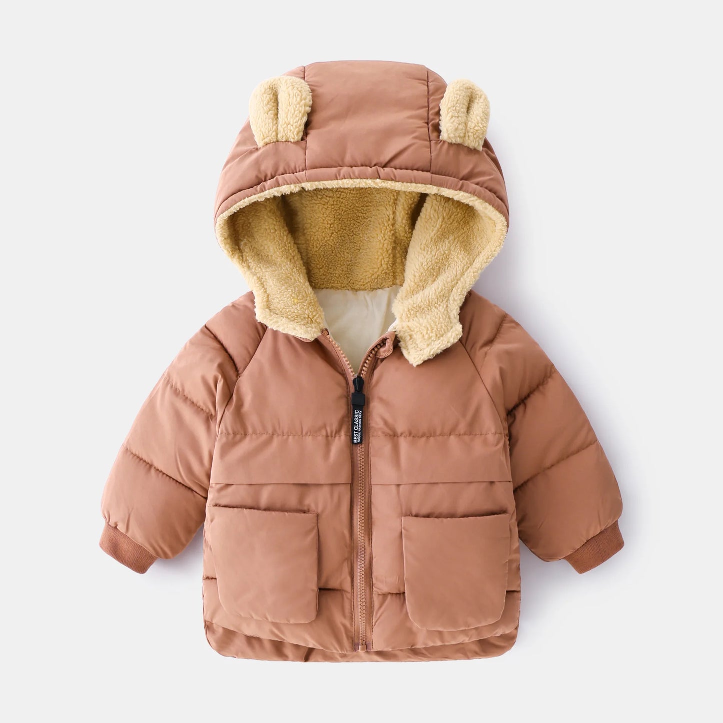 Warm Kids Parka With Cartoon Bear Ears Hood For Ages 3 To 6 - ToylandEU