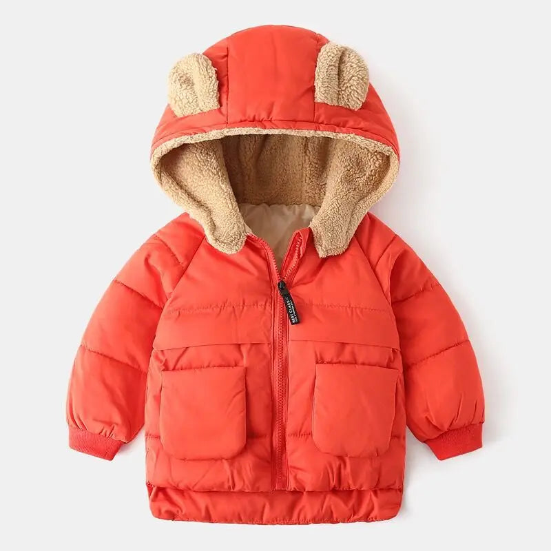 Warm Kids Parka With Cartoon Bear Ears Hood For Ages 3 To 6 - ToylandEU