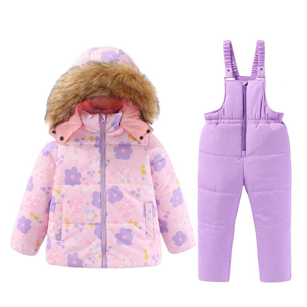 Warm Kids Ski Suit Hooded Cotton Filled Insulated Winter - ToylandEU