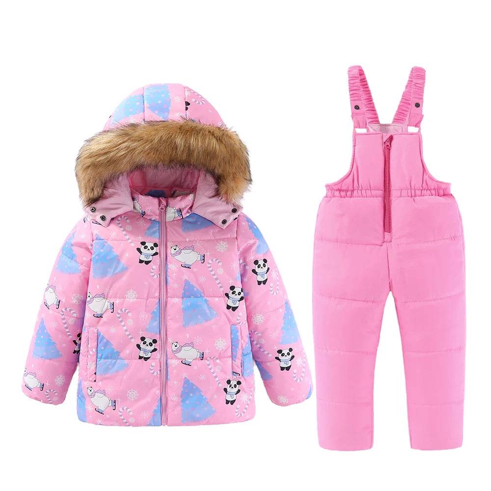 Warm Kids Ski Suit Hooded Cotton Filled Insulated Winter - ToylandEU