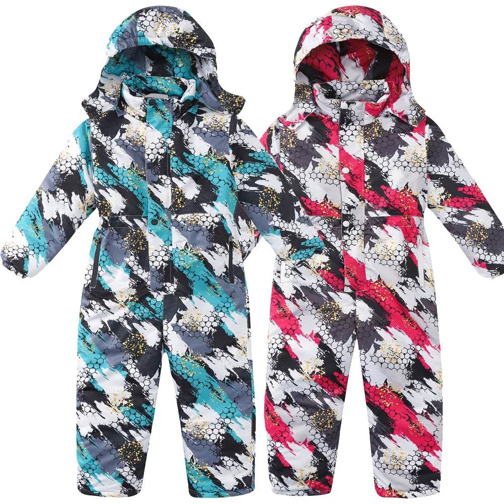Warm Kids Ski Suit Hooded One Piece For Boys And Girls - ToylandEU