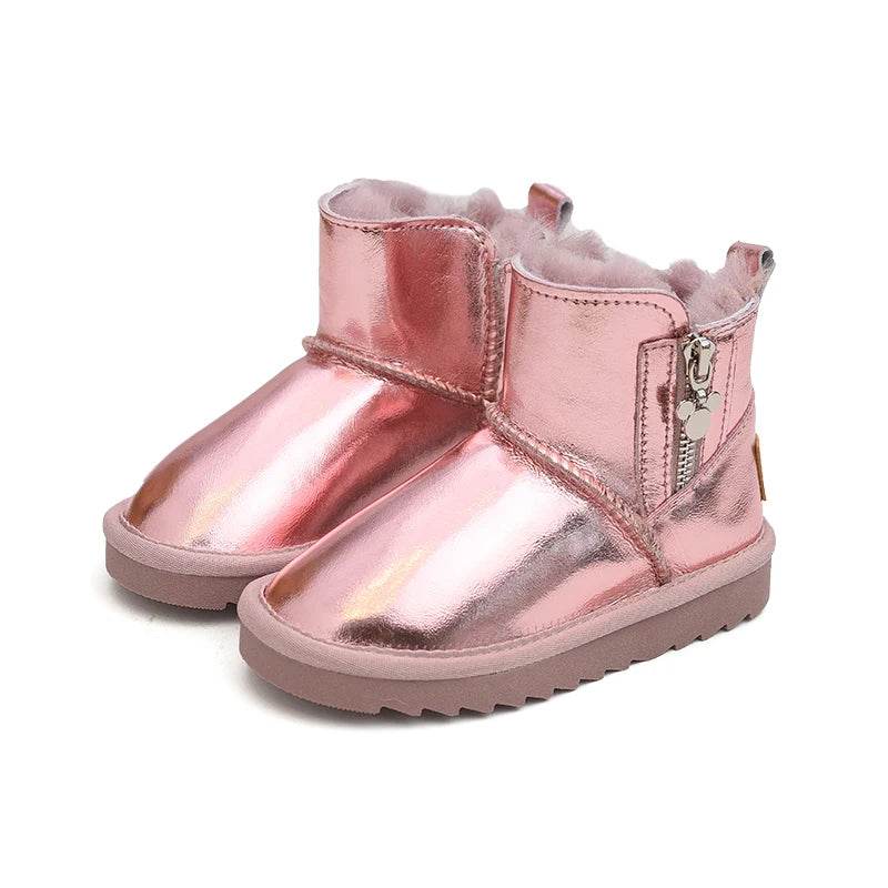 Warm Plush Snow Boots For Girls Waterproof Leather Comfort - ToylandEU