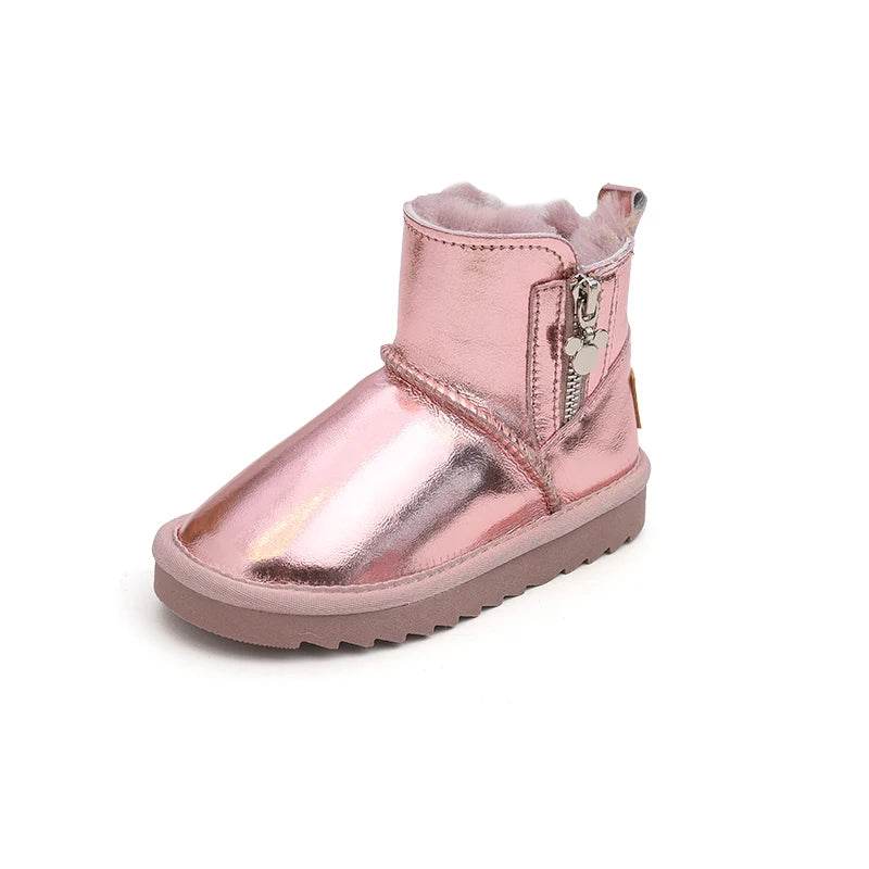 Warm Plush Snow Boots For Girls Waterproof Leather Comfort - ToylandEU