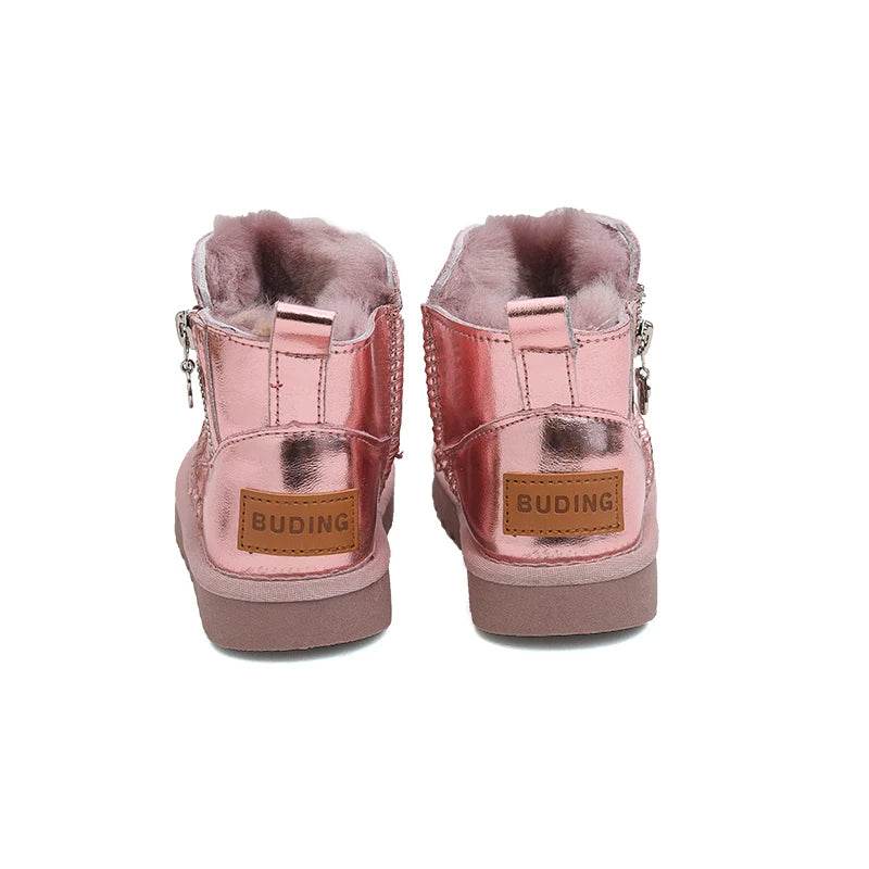 Warm Plush Snow Boots For Girls Waterproof Leather Comfort - ToylandEU