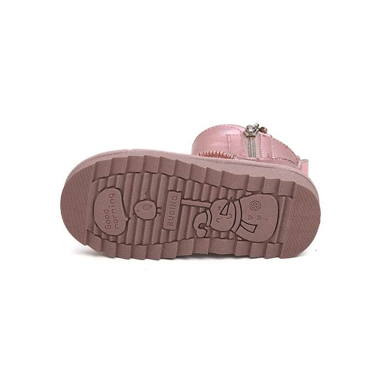 Warm Plush Snow Boots For Girls Waterproof Leather Comfort - ToylandEU