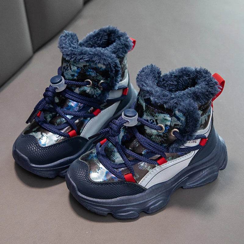 Warm Plush Winter Snow Boots Waterproof PU Leather For Boys - ToylandEU