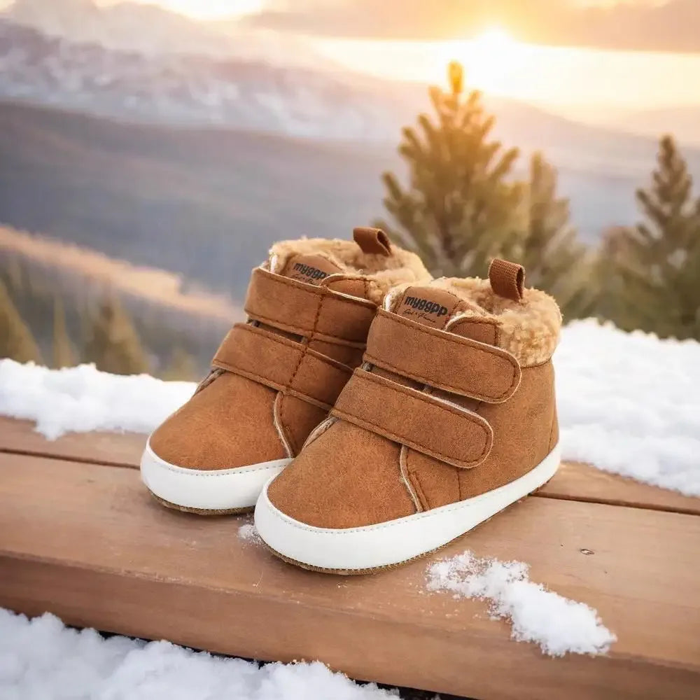 Warm Snow Boots For Babies Anti Slip Leather Fur Sole Newborns - ToylandEU