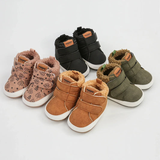 Warm Snow Boots For Babies Anti Slip Leather Fur Sole Newborns - ToylandEU
