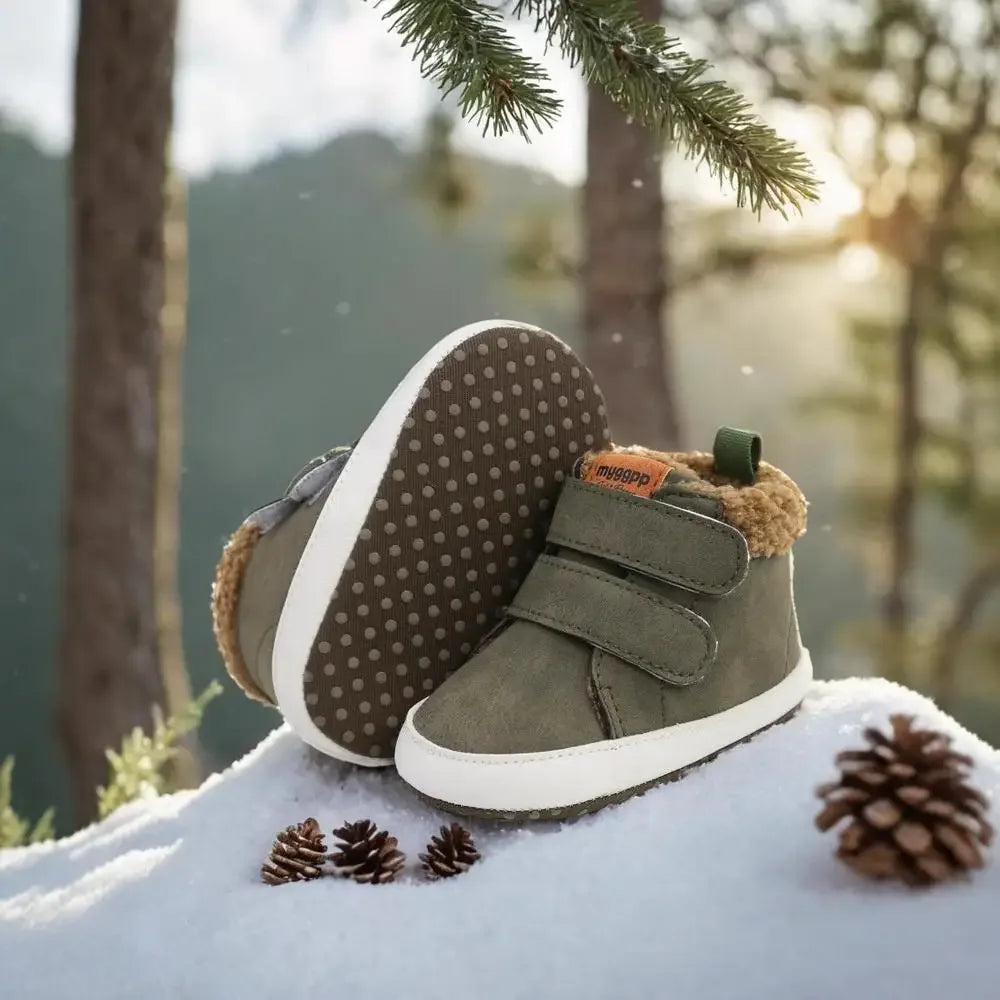 Warm Snow Boots For Babies Anti Slip Leather Fur Sole Newborns - ToylandEU