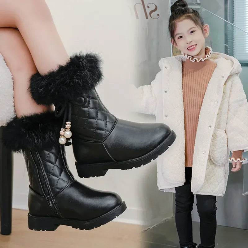 Warm Winter Boots Fur Lined Bow Anti Slip For Girls - ToylandEU