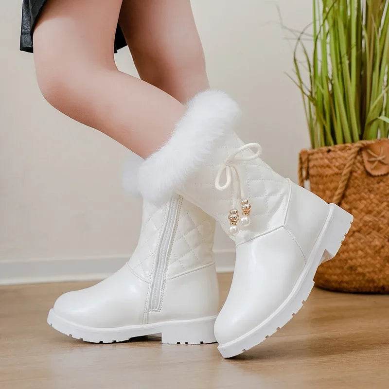 Warm Winter Boots Fur Lined Bow Anti Slip For Girls - ToylandEU