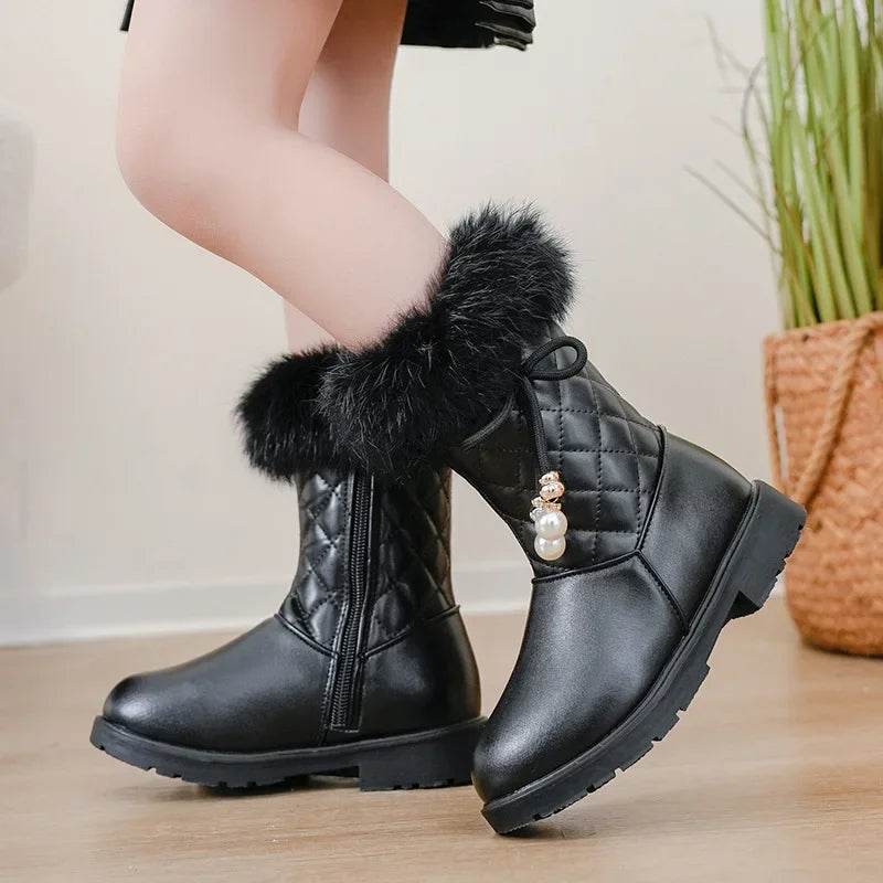 Warm Winter Boots Fur Lined Bow Anti Slip For Girls - ToylandEU