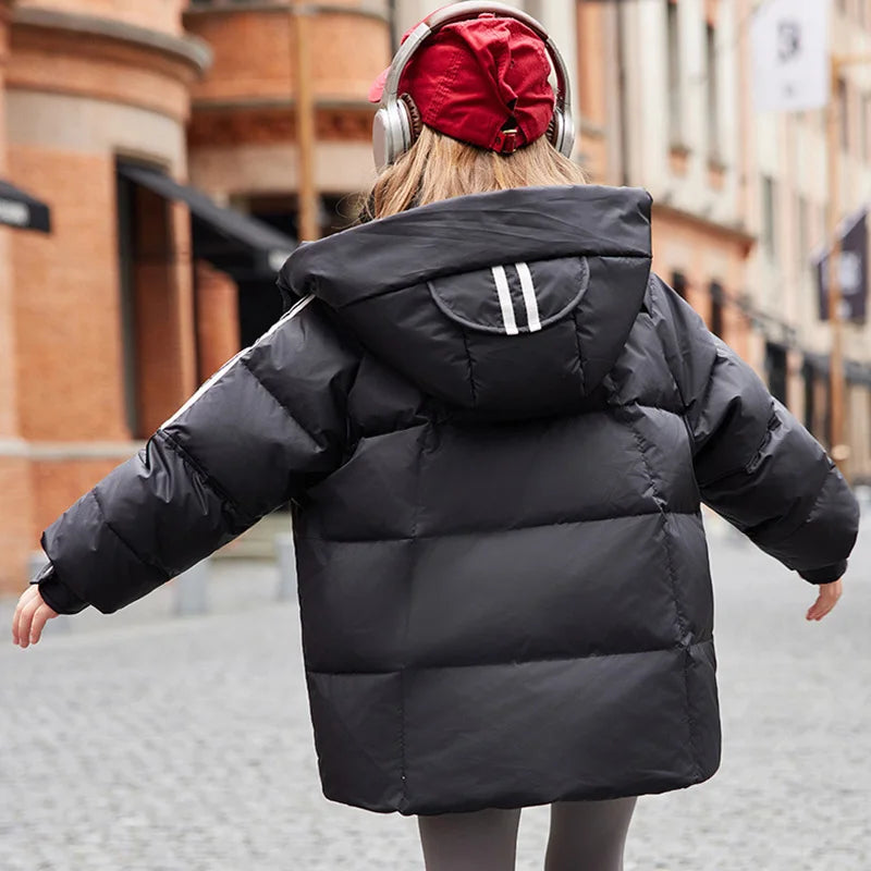 Warm Winter Down Jacket For Girls Hooded Puffer Parka Ages 6 To 14 - ToylandEU