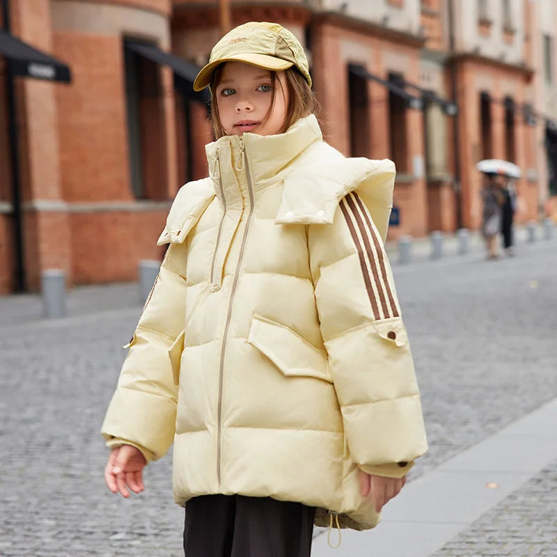 Warm Winter Down Jacket For Girls Hooded Puffer Parka Ages 6 To 14 - ToylandEU