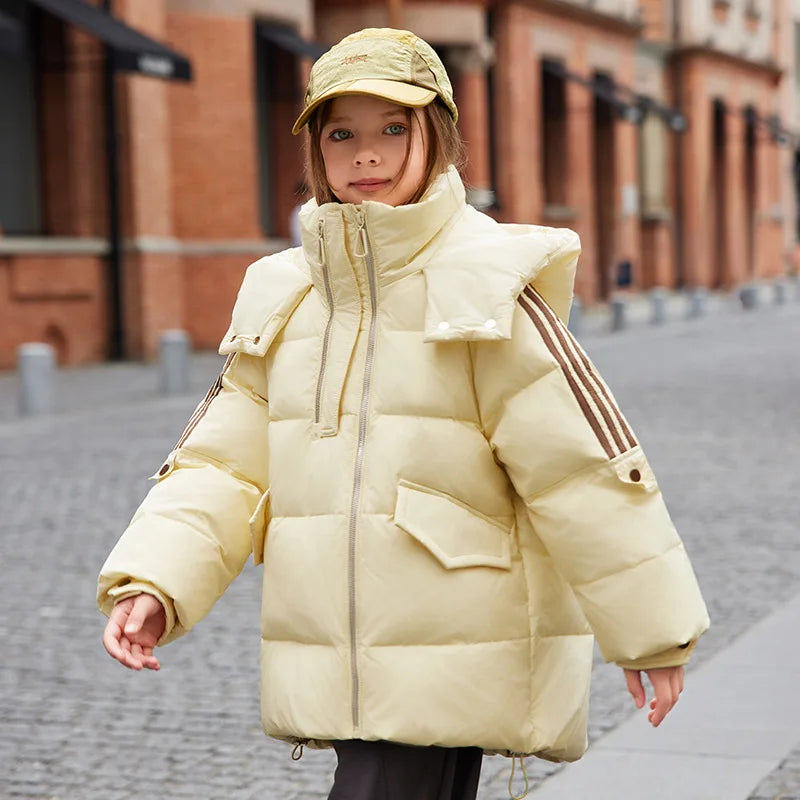 Warm Winter Down Jacket For Girls Hooded Puffer Parka Ages 6 To 14 - ToylandEU