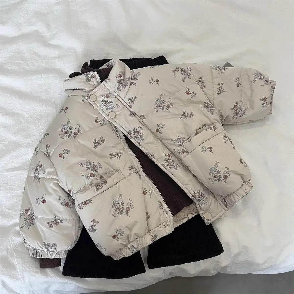Warm Winter Parka Cotton Padded Floral Print Toddler Girls - ToylandEU