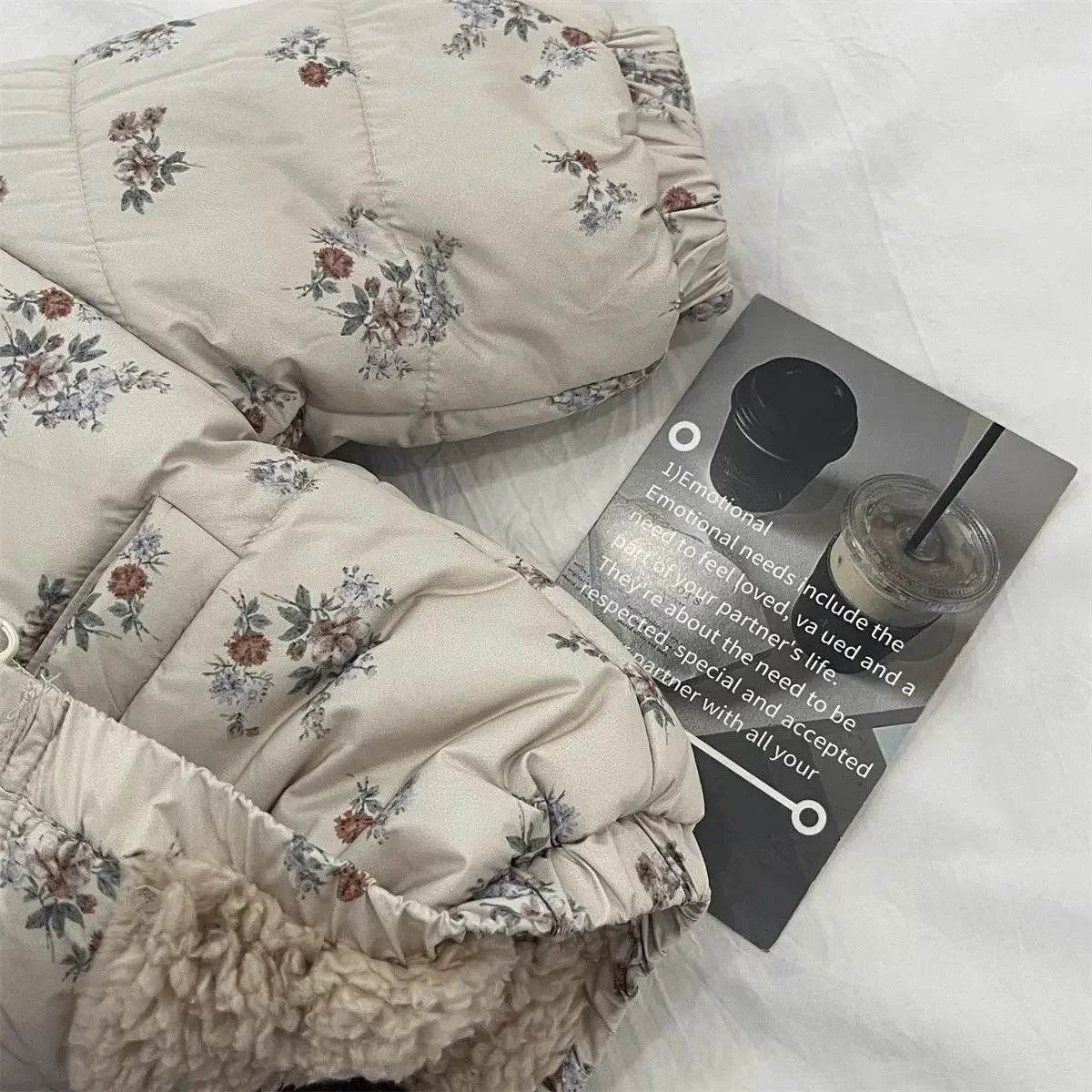 Warm Winter Parka Cotton Padded Floral Print Toddler Girls - ToylandEU