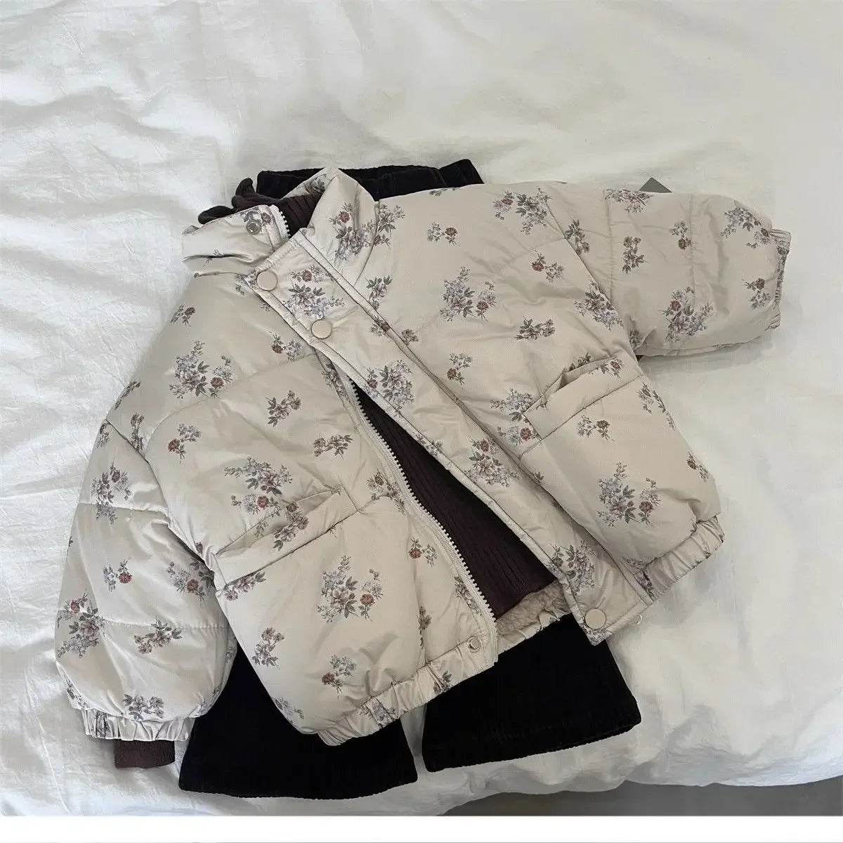 Warm Winter Parka Cotton Padded Floral Print Toddler Girls - ToylandEU