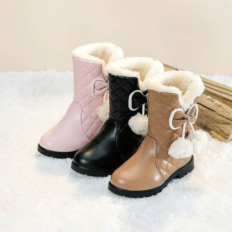 Warm Winter Snow Boots With Bow Fur Waterproof Girls - ToylandEU