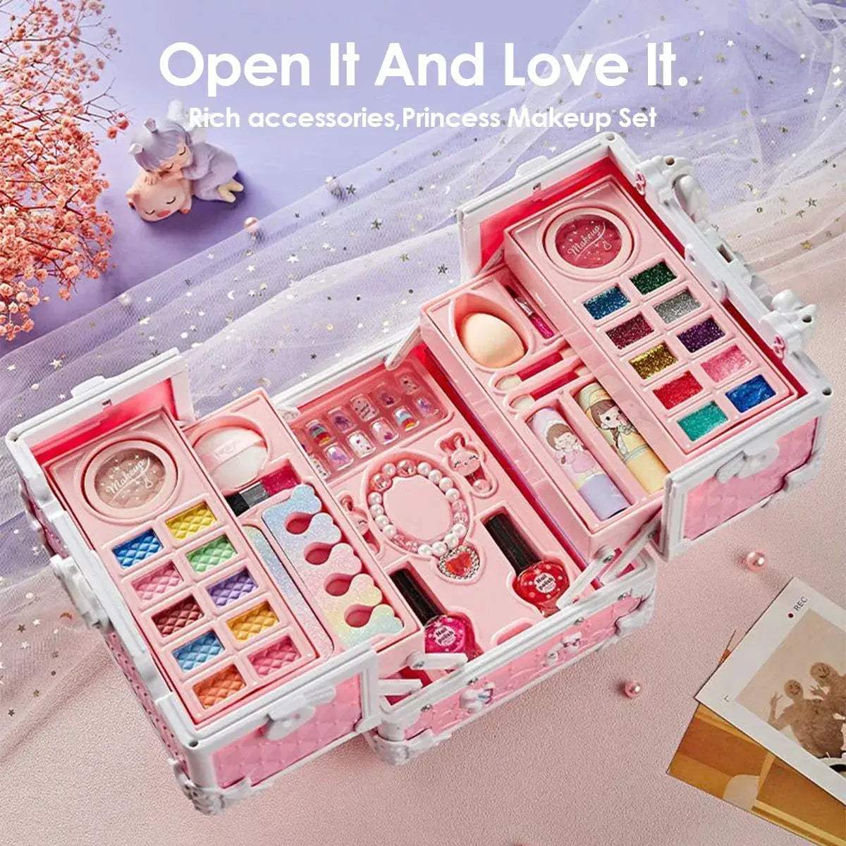 Washable Kids Makeup Kit For Girls Non Toxic Mirror - ToylandEU