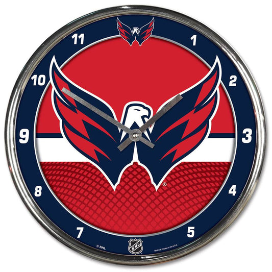 Washington Capitals Round Chrome Wall Clock Retro Style - ToylandEU
