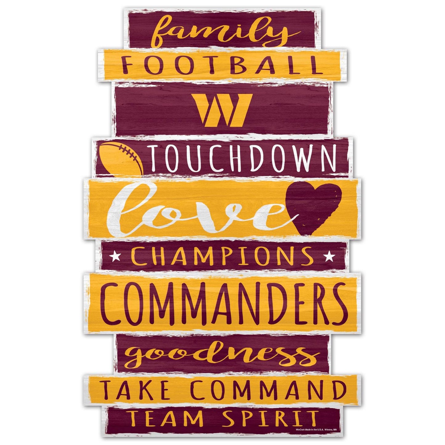 Washington Commanders 11x17 Wood Family Word Design Sign - ToylandEU