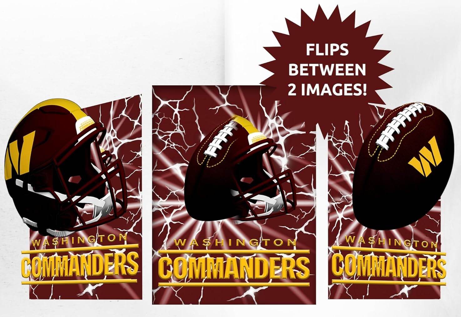 Washington Commanders 3D Art Print 12x16 Lightning Flip - ToylandEU