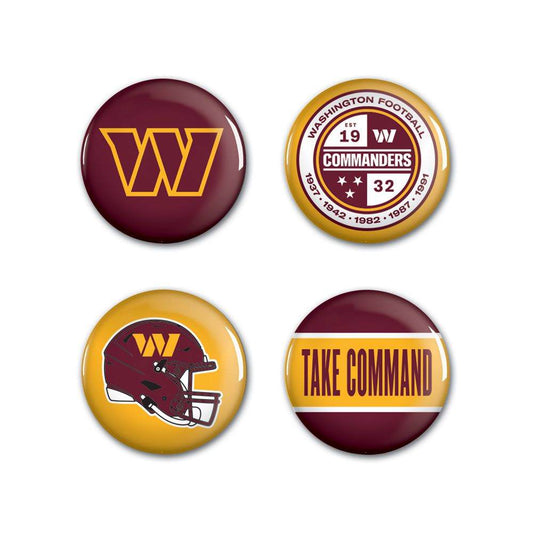 Washington Commanders Button Set 4 Pack Logos Slogan - ToylandEU