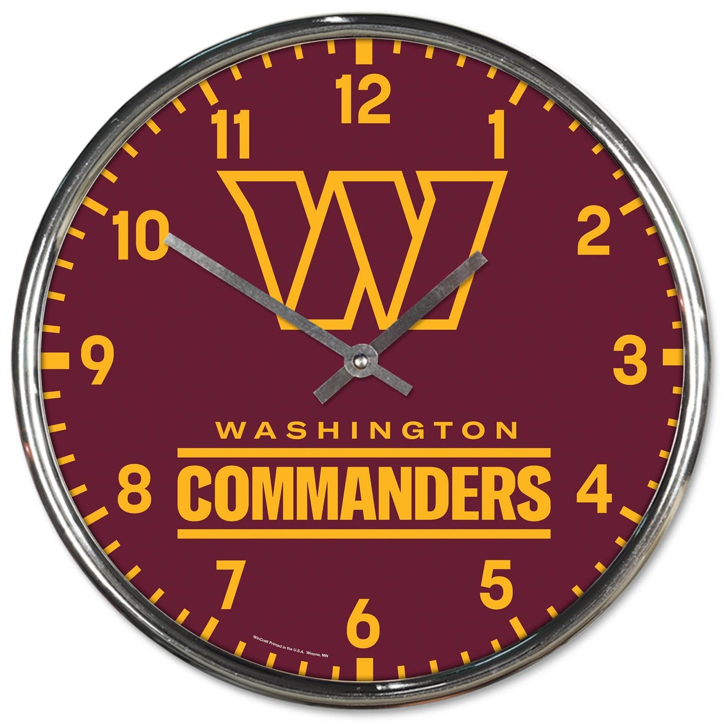 Washington Commanders Clock Round Wall Style Chrome - ToylandEU