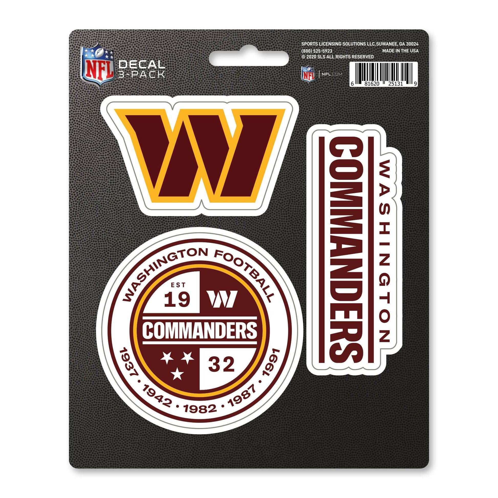 Washington Commanders Die Cut Vinyl Decal Set Three Pack - ToylandEU