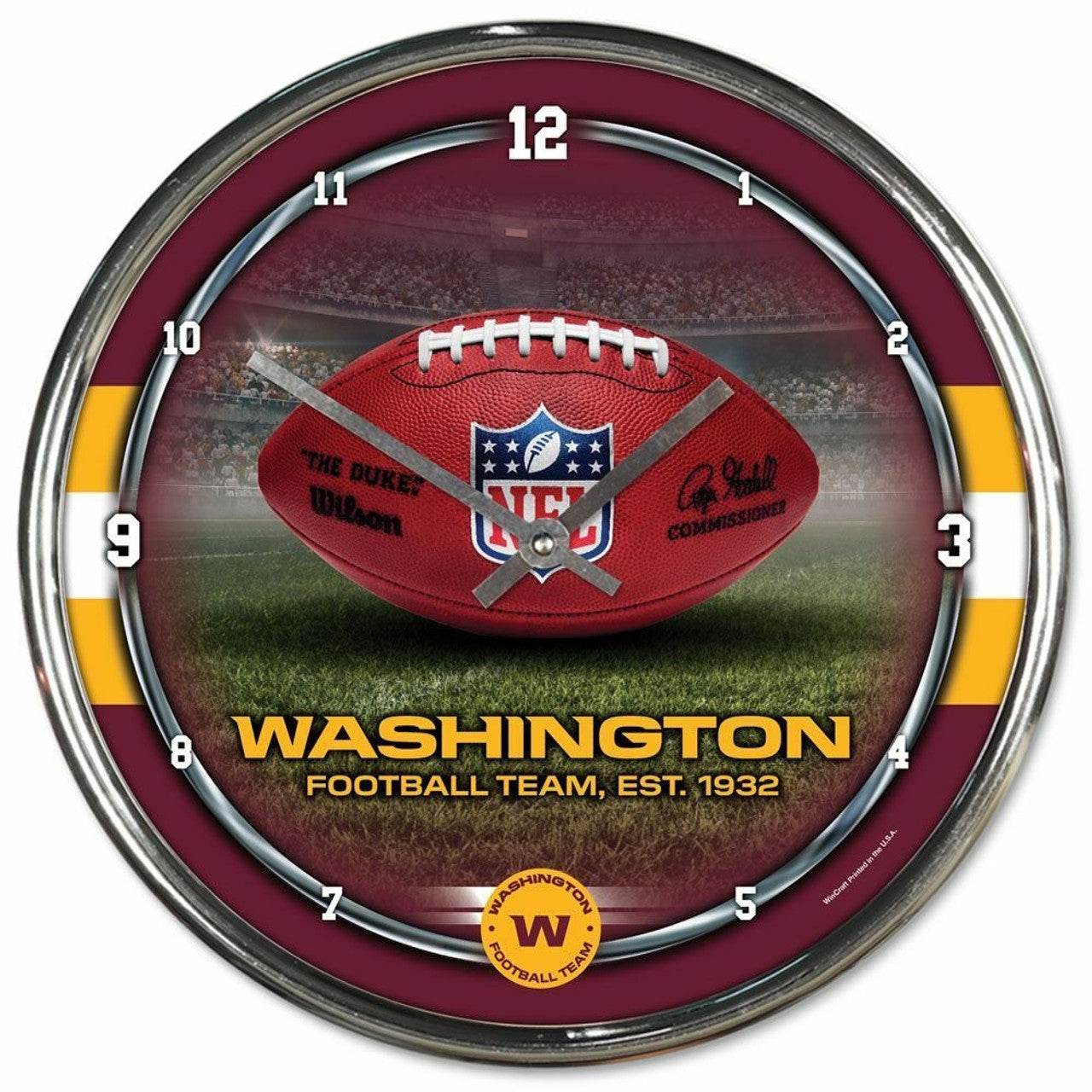 Washington Football Team Chrome Round Wall Clock Decor - ToylandEU