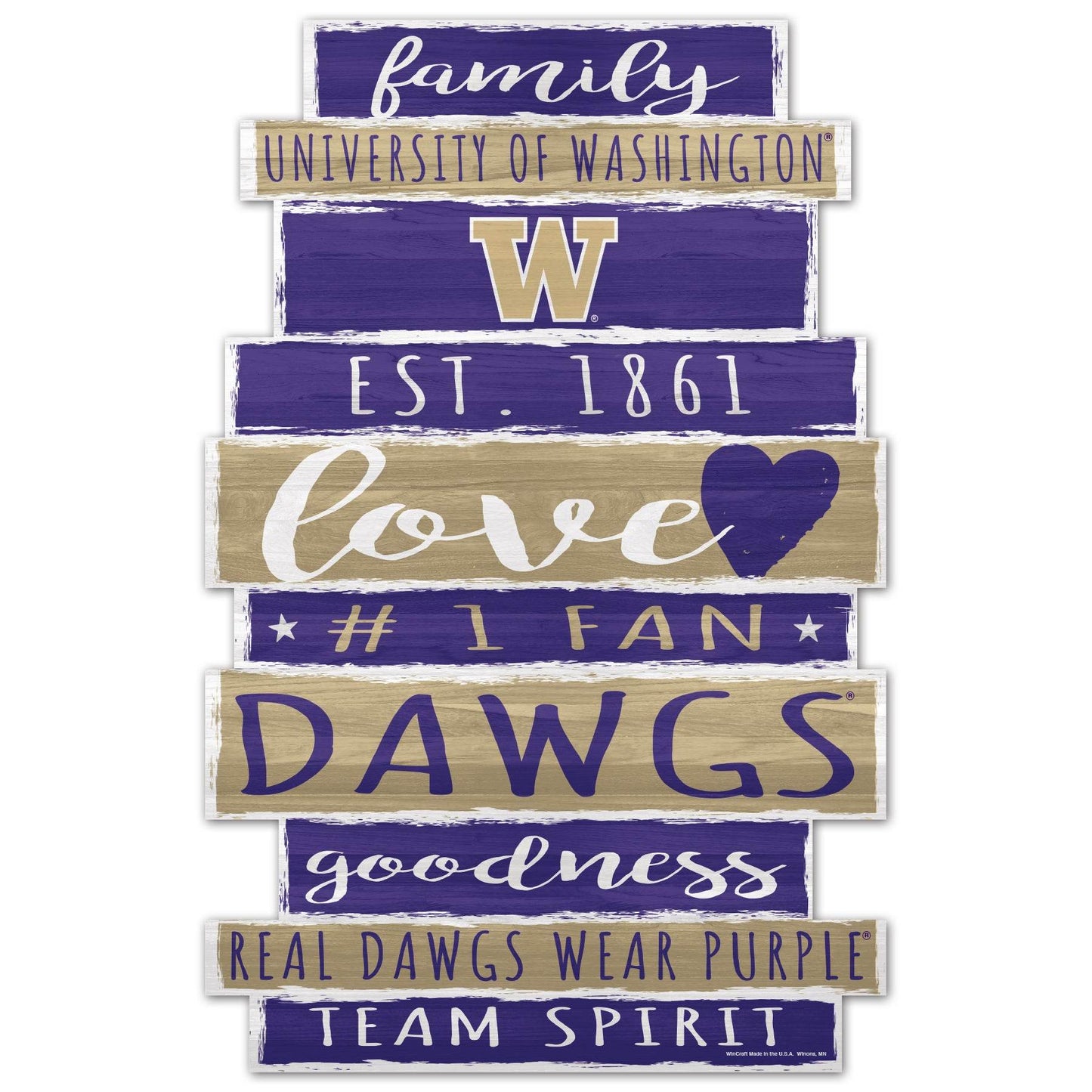 Washington Huskies 11x17 Wood Sign For Family Wall Decor - ToylandEU